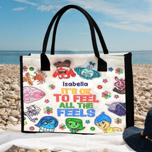 Load image into Gallery viewer, Personalized Canvas Tote Bag It's Okay To Feel All The Feels Gift for Mom/Teacher
