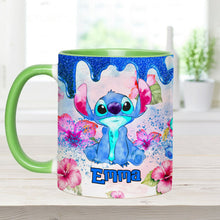 Load image into Gallery viewer, Personalized Ohana Accent Mug Colorful Floral Design Gift