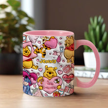 Load image into Gallery viewer, Personalized Accent Mug with Cute Pooh Bear Design for Valentine’s Day or Wedding Gift