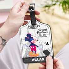 Load image into Gallery viewer, Personalized Leather Luggage Tag Travel Partners Gift for Couples