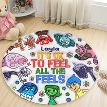 Load image into Gallery viewer, Personalized Round Rug 'It's Ok To Feel All The Feels' Unique Gift for Kids