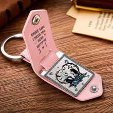 Load image into Gallery viewer, Personalized Leather Photo Keychain Gift for Couples | Drive Safe Reminder