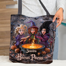 Load image into Gallery viewer, Personalized Hocus Pocus Tote Bag with Witches Design for Halloween