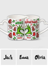 Load image into Gallery viewer, Personalized Couple Matching Heart Handle Mugs Christmas Gift