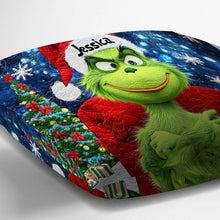 Load image into Gallery viewer, Personalized Merry Grinchmas Throw Pillow Custom Gift for Christmas