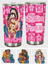 Load image into Gallery viewer, Personalized Best Friends Tumbler Pink Floral Design Gift