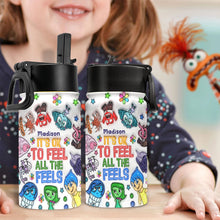 Load image into Gallery viewer, Personalized Kids Water Bottle Custom Name Fun Design Gift
