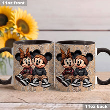 Load image into Gallery viewer, Personalized Mouse Couple Accent Mug Custom Name Gift for Anniversary