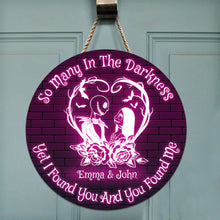 Load image into Gallery viewer, Personalized Halloween Round Wood Sign Custom Name Gift for Couple