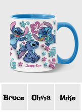 Load image into Gallery viewer, Personalized Accent Mug with Blue Rim Cute Character Design Gift for Mom