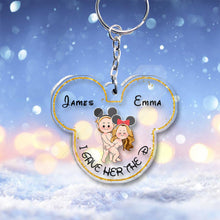 Load image into Gallery viewer, Personalized Acrylic Mouse Ears Keychain Custom Name Gift for Couple