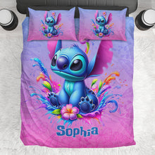 Load image into Gallery viewer, Personalized Blue Stitch Bedding Set Custom Name Gift Idea