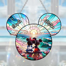 Load image into Gallery viewer, Personalized Sunrise Mouse Window Hanging Suncatcher Gift for Couples