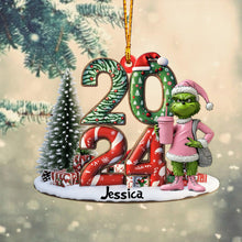 Load image into Gallery viewer, Personalized Grinch Christmas Ornament Custom Shaped Gift 2024