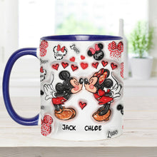 Load image into Gallery viewer, Personalized Accent Mug You & Me Kissing Mickey Minnie Gift for Couple