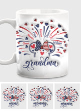 Load image into Gallery viewer, Personalized Firework Mouse Mug Custom Family Names Gift for Grandma