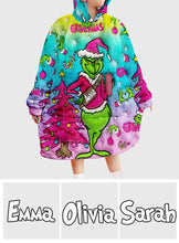 Load image into Gallery viewer, Personalized Grinch Christmas Blanket Hoodie Gift for Kids