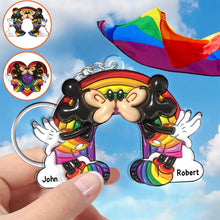 Load image into Gallery viewer, Personalized LGBT Support Keychain Custom Names for Couples
