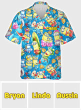 Load image into Gallery viewer, Personalized Hawaiian Shirt with Fun Yellow Monsters, Summer Gift for Family