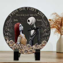 Load image into Gallery viewer, Personalized Round Slate Stone First Kiss Gift for Couples