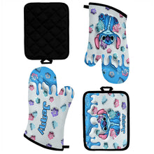 Load image into Gallery viewer, Personalized Ohana Oven Mitts & Pot Holder Set Custom Name Gift for Mom
