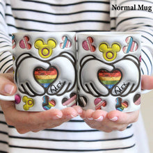 Load image into Gallery viewer, Personalized LGBT Support Mug with Custom Pride Flag Hands