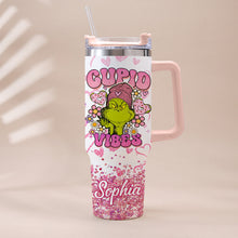Load image into Gallery viewer, Personalized Cupid Vibes Tumbler with Handle for Christmas Gift