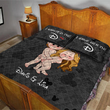 Load image into Gallery viewer, Personalized Couple Mouse Ears Quilt Set Custom Names Gift