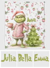Load image into Gallery viewer, Personalized Grinch Christmas Blanket Custom Name Gift