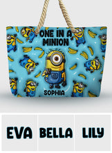 Load image into Gallery viewer, Personalized Canvas Beach Bag Custom Minions Design Gift