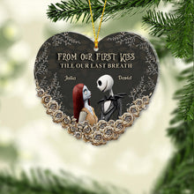 Load image into Gallery viewer, Personalized Nightmare Before Christmas Heart Ornament Custom Names Gift for Couples