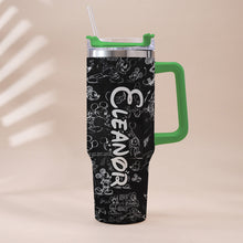 Load image into Gallery viewer, Personalized Black and White Mouse Tumbler with Handle Gift for Mom or Dad