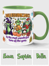 Load image into Gallery viewer, Personalized Hallothanksmas Accent Mug Custom Name Gift for Christmas