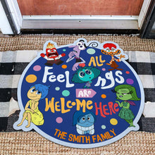 Load image into Gallery viewer, Personalized Shaped Doormat All Feelings Welcome Family Gift