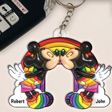 Load image into Gallery viewer, Personalized LGBT Support Keychain Custom Names for Couples