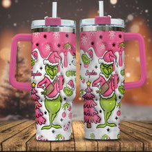 Load image into Gallery viewer, Personalized Grinch Christmas Tumbler with Handle Custom Name Gift