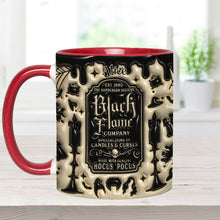 Load image into Gallery viewer, Personalized Black Flame Company Accent Mug Custom Name Halloween Gift