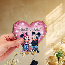 Load image into Gallery viewer, Personalized Wood Key Holder with Heart Design for Couples