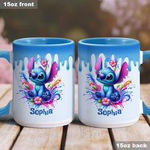 Load image into Gallery viewer, Personalized Blue Ohana Accent Mug Custom Name Gift Idea
