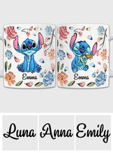 Load image into Gallery viewer, Personalized Floral Mug with Stitch Design Gift for Mom
