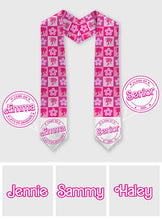 Load image into Gallery viewer, Personalized Pink Graduation Stole Custom Name for Seniors