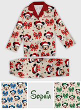 Load image into Gallery viewer, Personalized Cute Mouse Christmas Pajamas Button Down Set
