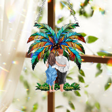 Load image into Gallery viewer, Personalized Couple Suncatcher Ornament Custom Name Gift Under Palm Tree