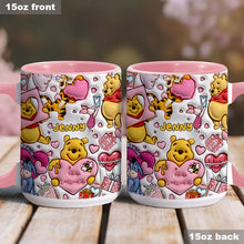 Load image into Gallery viewer, Personalized Accent Mug with Cute Pooh Bear Design for Valentine’s Day or Wedding Gift
