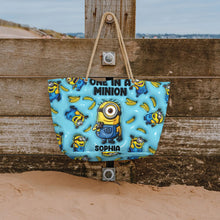 Load image into Gallery viewer, Personalized Canvas Beach Bag Custom Minions Design Gift