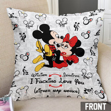 Load image into Gallery viewer, Personalized Mouse Couple Throw Pillow Custom Name Gift for Couples