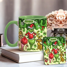 Load image into Gallery viewer, Personalized Grinch Accent Mug & Coaster Custom Name Gift