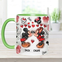 Load image into Gallery viewer, Personalized Accent Mug You & Me Kissing Mickey Minnie Gift for Couple