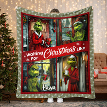 Load image into Gallery viewer, Personalized Waiting for Christmas Blanket Grinch Design Gift for Family