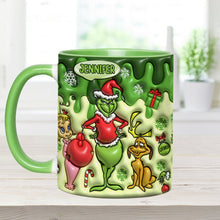 Load image into Gallery viewer, Personalized Grinch Accent Mug & Coaster Custom Name Gift